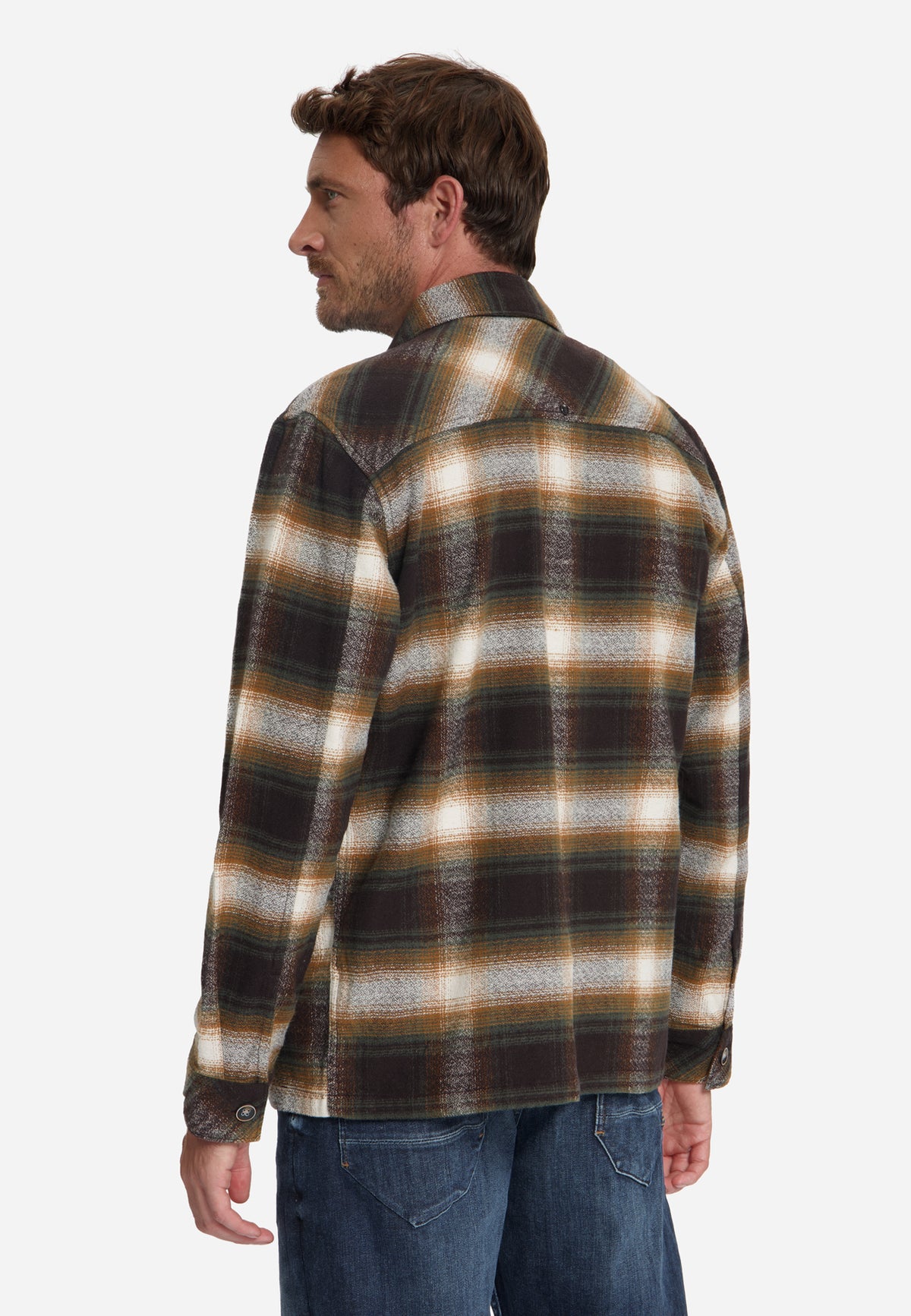 Katoenen geruit overshirt | Stone