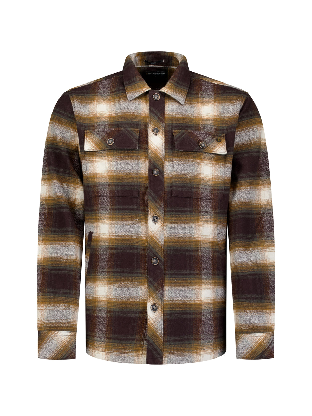 Katoenen geruit overshirt | Stone