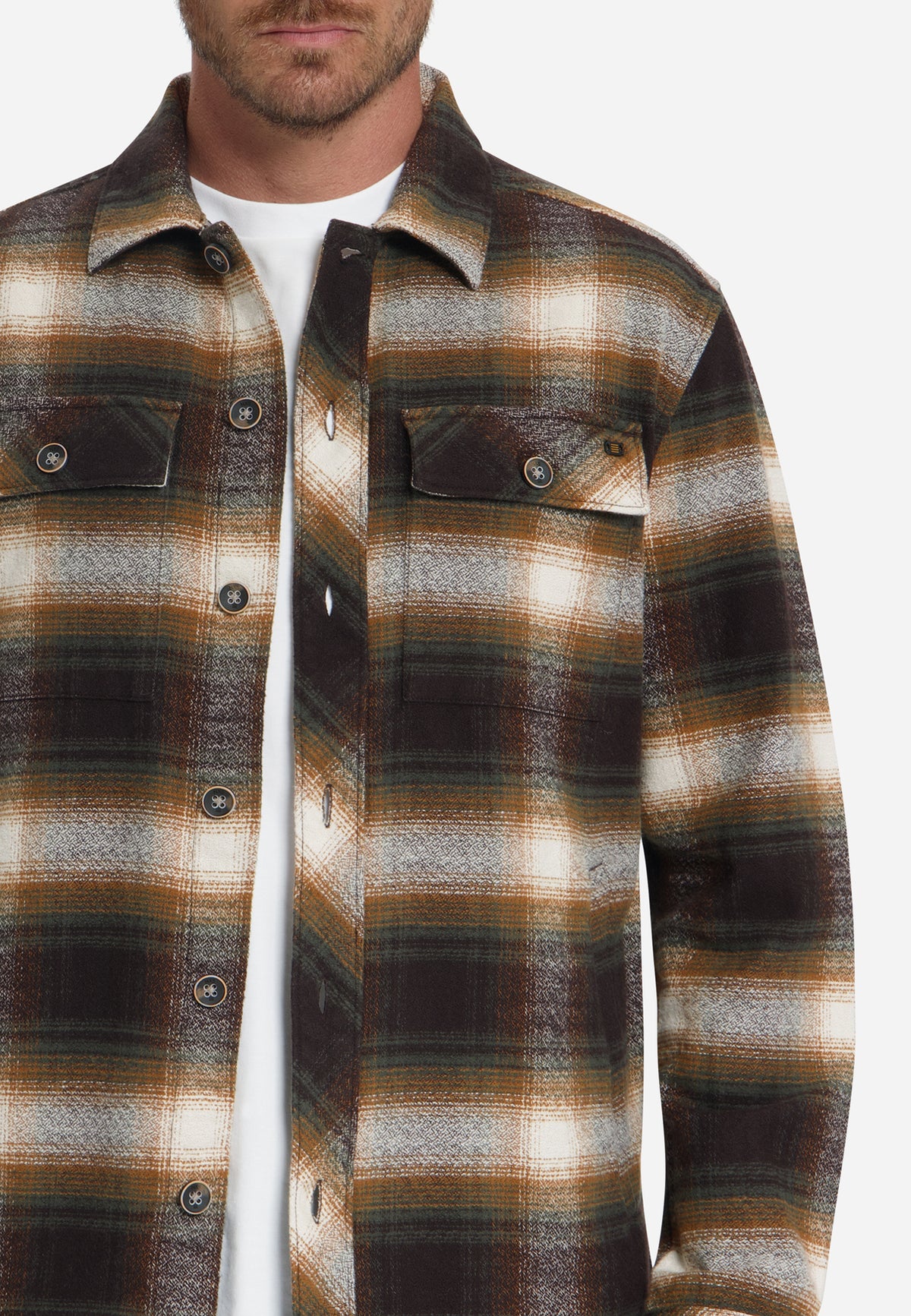 Katoenen geruit overshirt | Stone