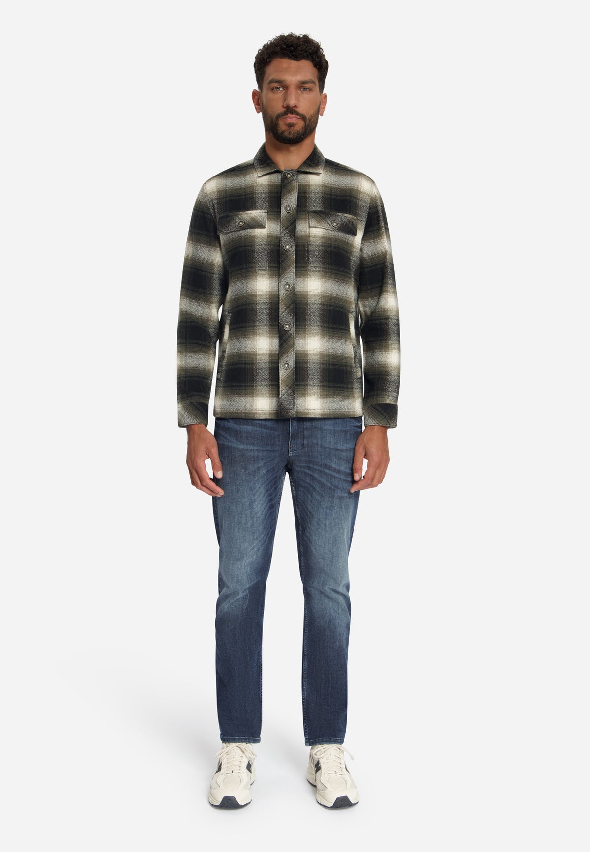 Katoenen geruit overshirt | Black