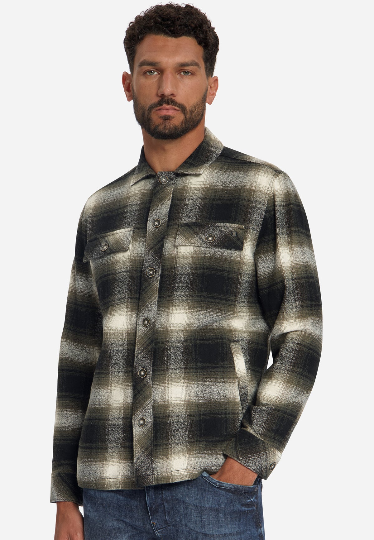 Katoenen geruit overshirt | Black