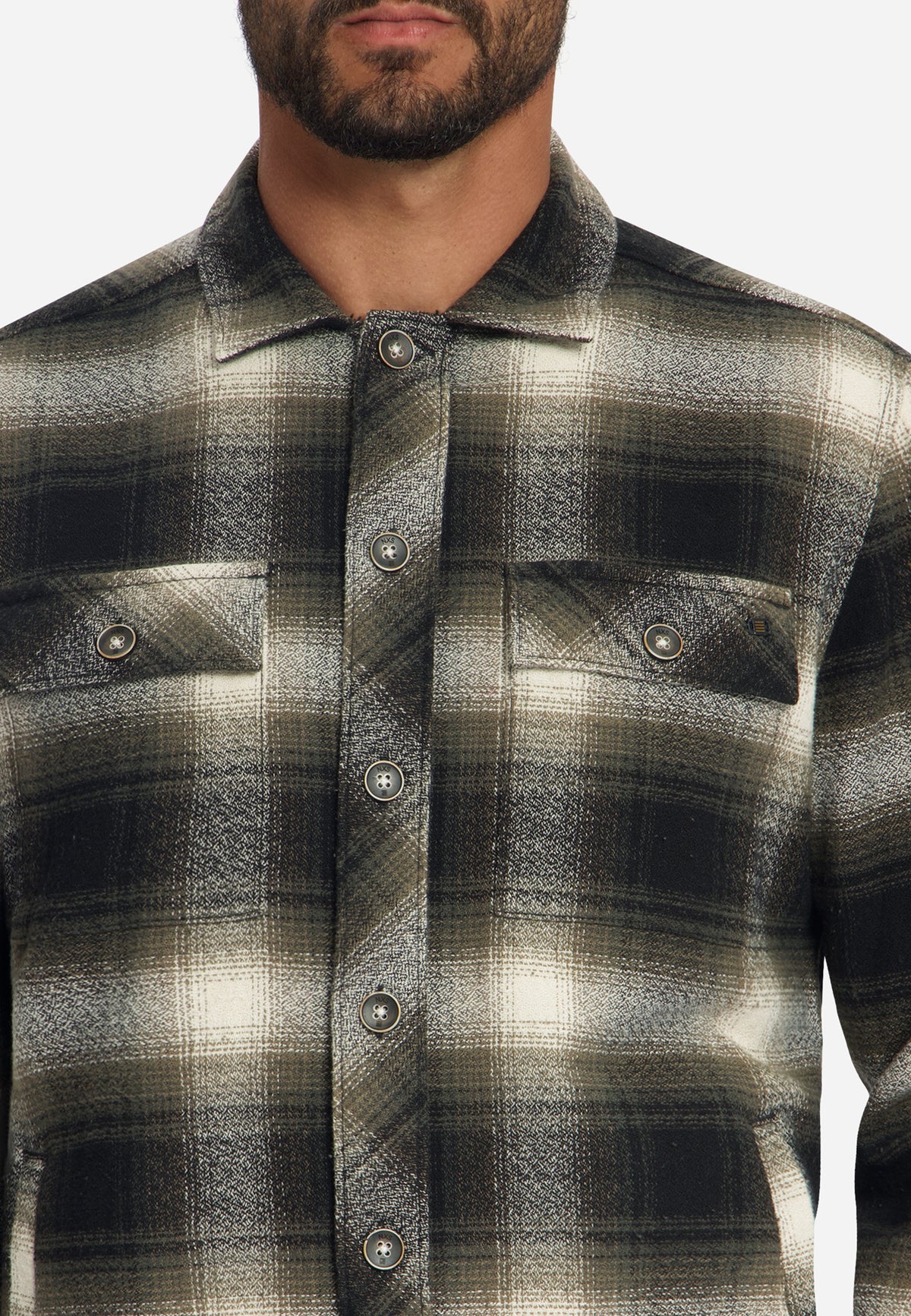 Katoenen geruit overshirt | Black