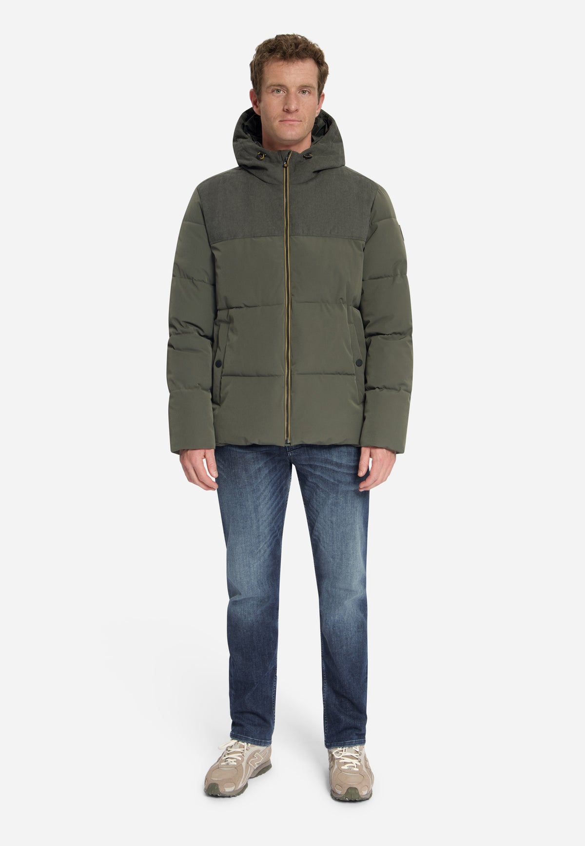 Jas met korte pasvorm, puffer, corduroy-mix | Army
