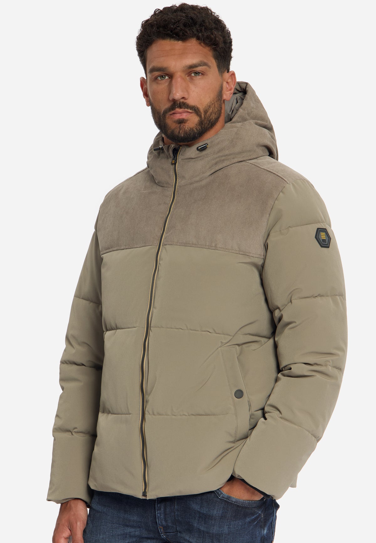 Pufferjas met corduroy | Mud