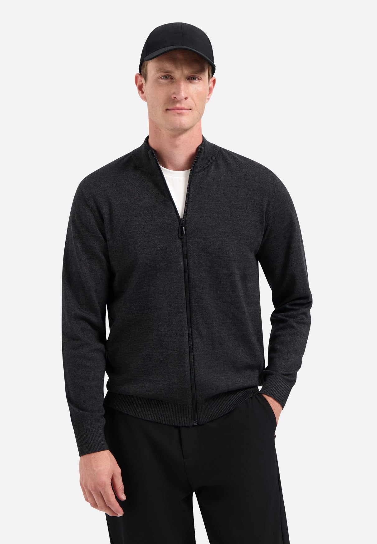 Timeless Basics Melange Cardigan | Dark Grey
