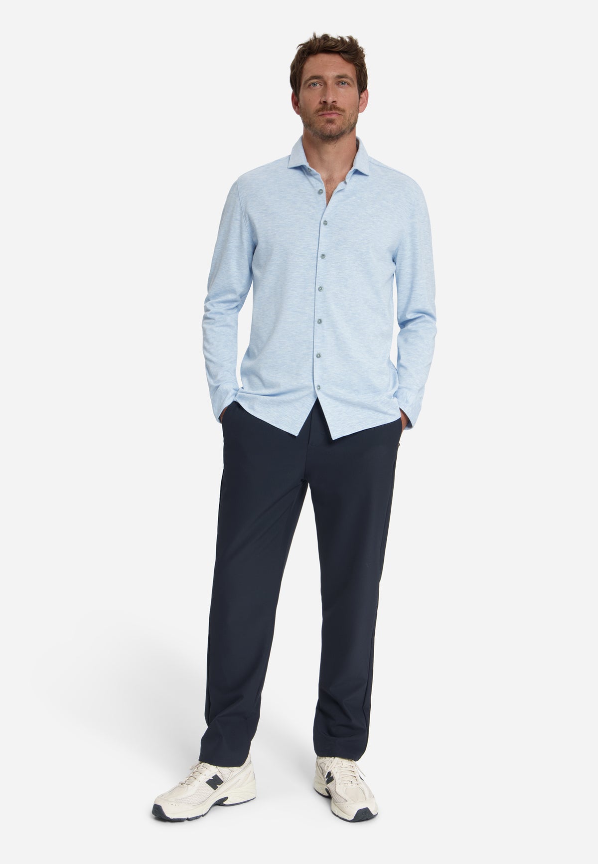 Timeless Basics Jersey Overhemd | Dusty Blue