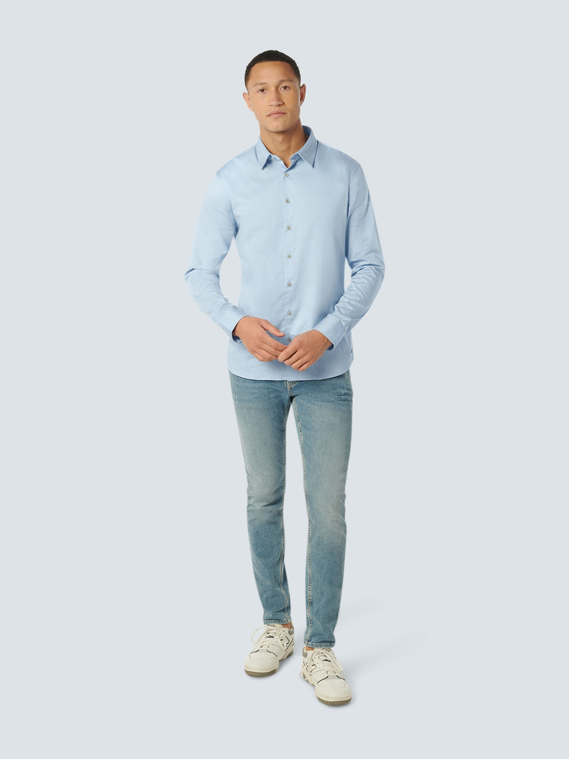 Basic Stretch Shirt Satin Weave | Office Blue