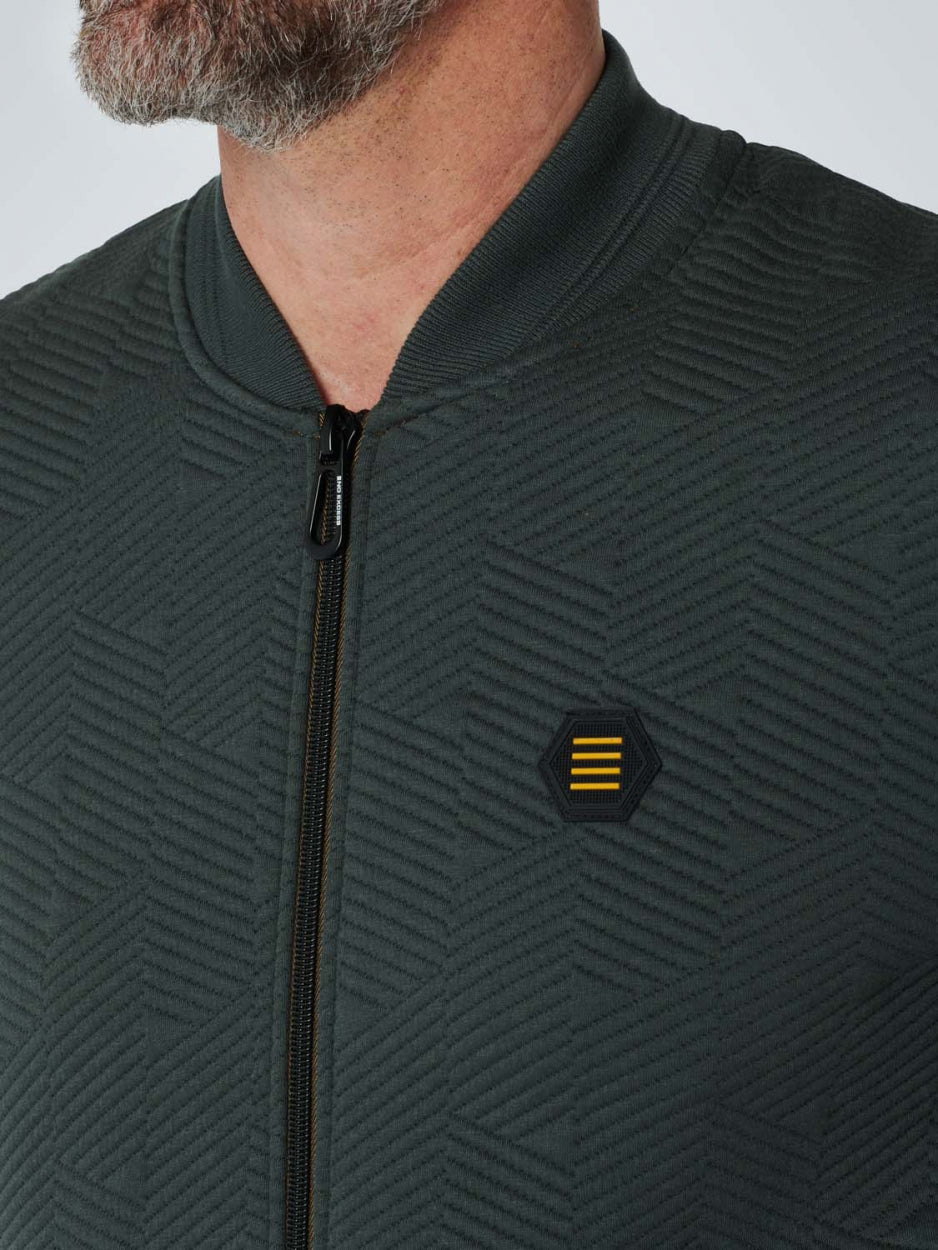 Sweater Full Zipper Double Layer Jacquard | Dark Steel