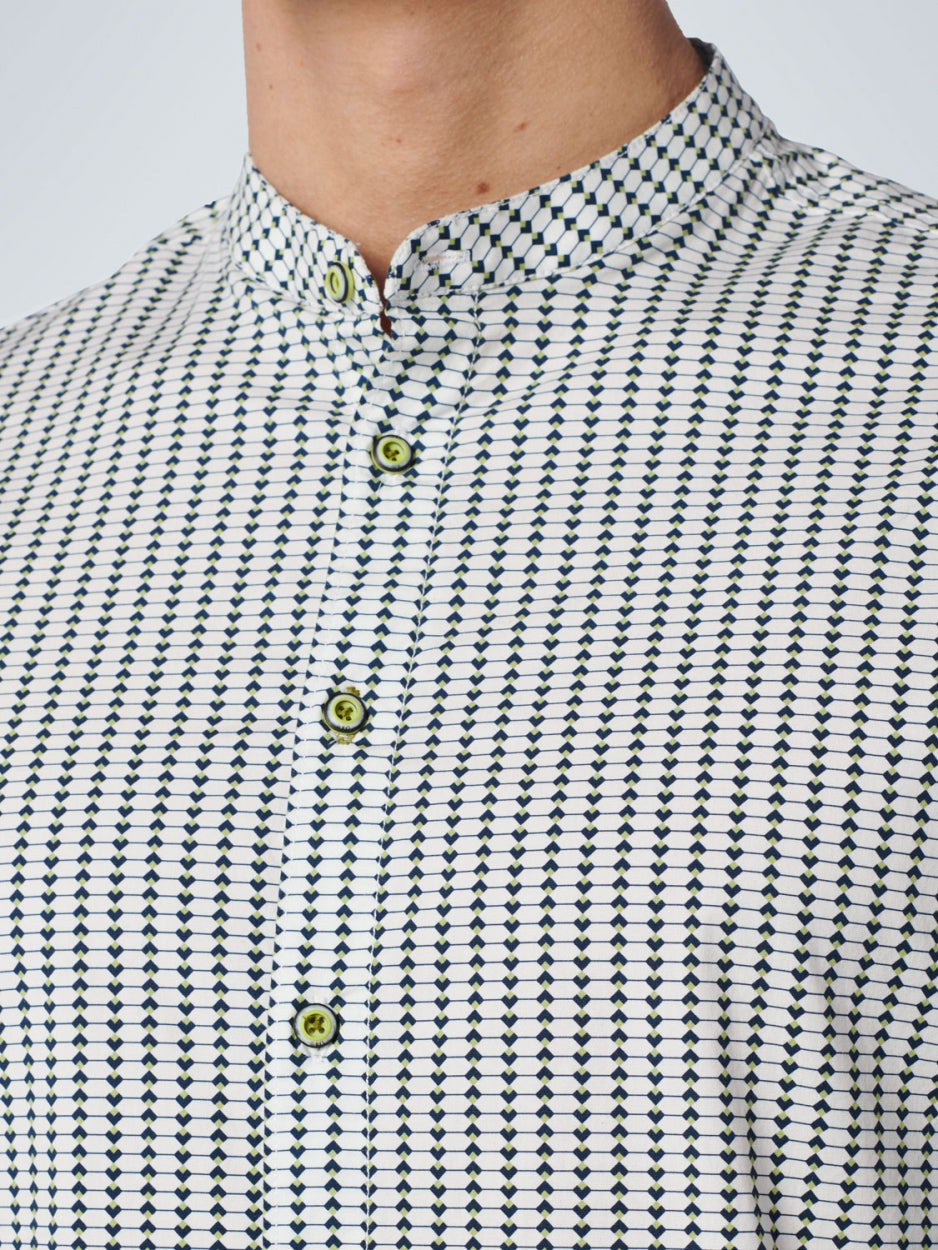 Shirt Granddad Allover Printed Stretch | Light Green