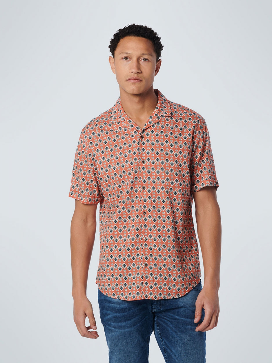 Shirt Short Sleeve Resort Collar Allover Printed | Papaya