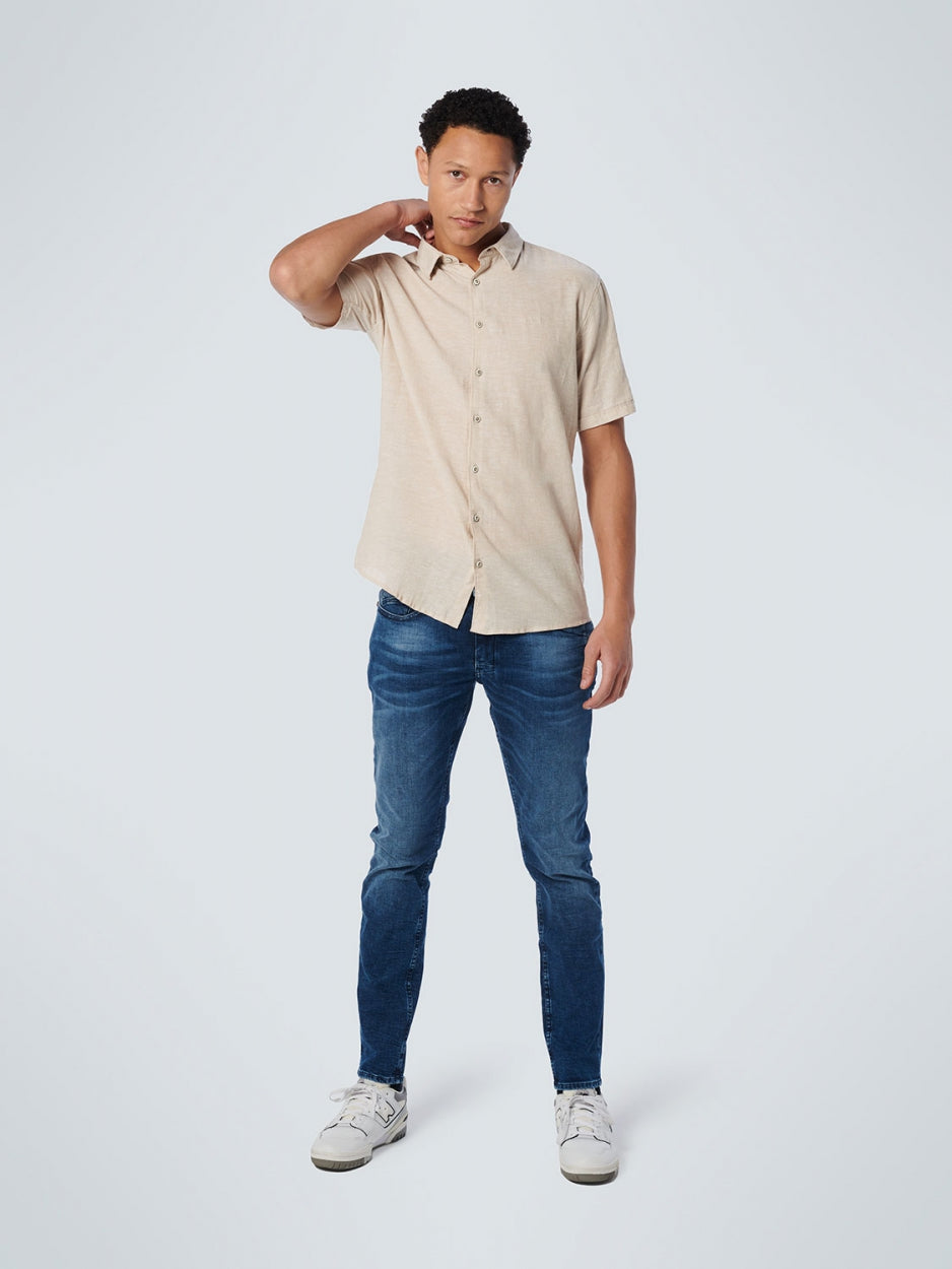 Shirt Short Sleeve 2 Colour Melange With Linen | Sand