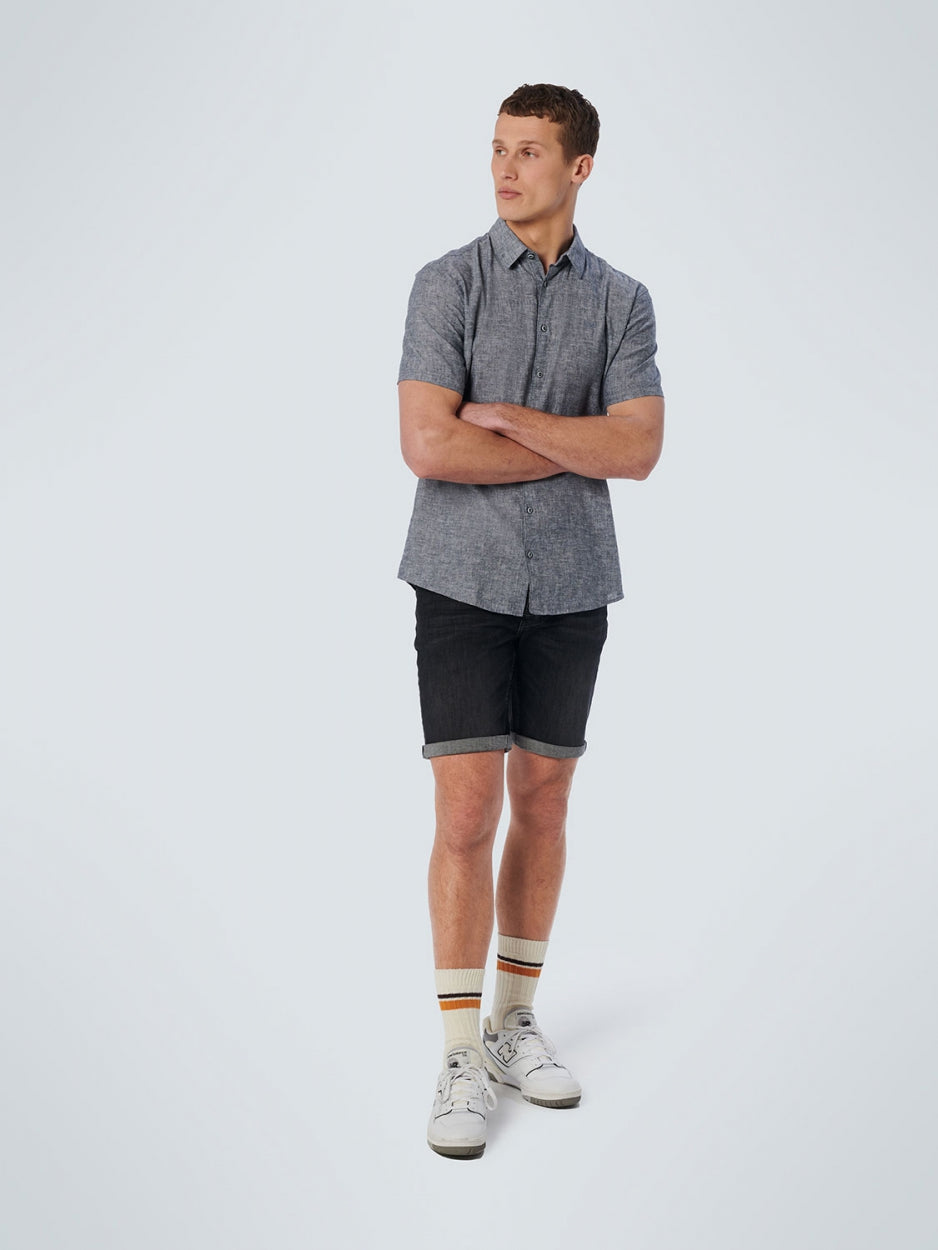 Shirt Short Sleeve 2 Colour Melange With Linen | Night