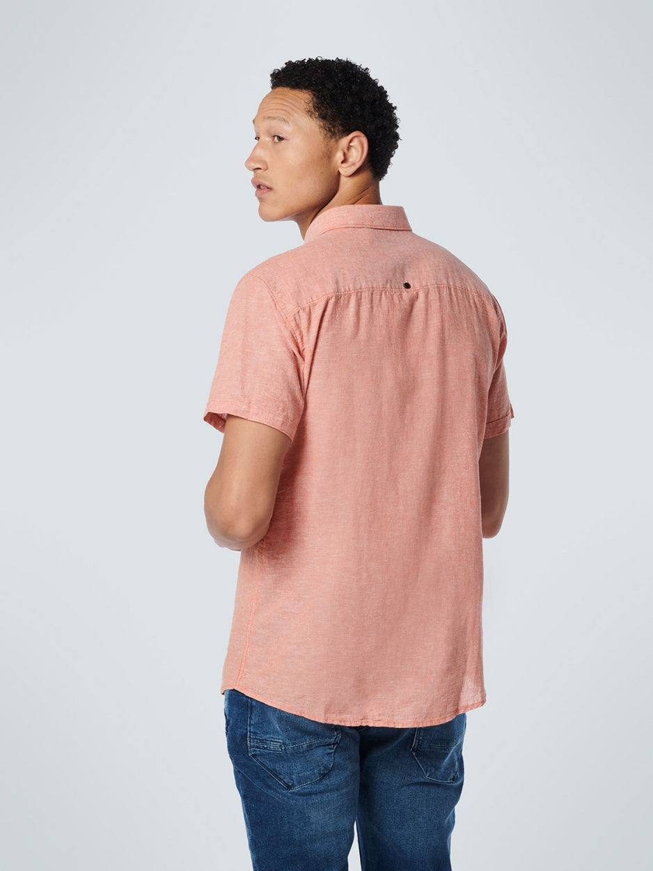 Shirt Short Sleeve 2 Colour Melange With Linen | Papaya