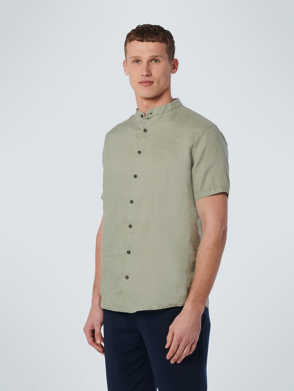 Shirt Short Sleeve Granddad Linen Solid | Smoke Green